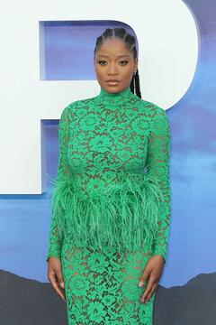 Keke Palmer in green see through dress at the premiere of Nope in London