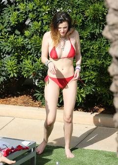 Bella Thorne in red bikini