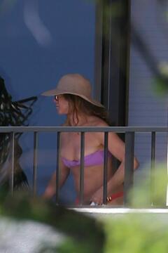 Jennifer Aniston in a bikini at her hotel in Waikiki