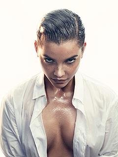 Barbara Palvin in white blouse