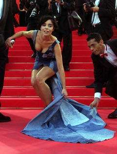 French actress Elodie Bouchez downblouse in Cannes