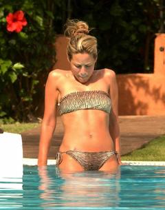 Rachel Stevens in bikini in a pool