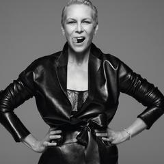 Jamie Lee Curtis posing for W Magazine