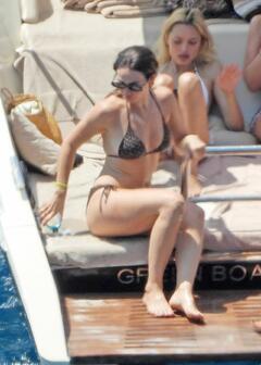 Lily James in bikini on a yacht in Portofino - July 15, 2026
