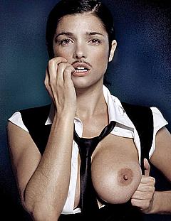 Araceli Gonzalez exposed her left nude boob