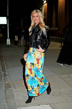 Nicky Hilton Rothschild arrives at the Alice + Olivia collaboration with Basquiat in New York City