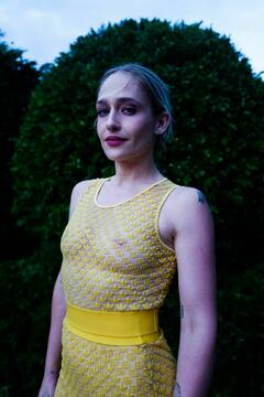 Jemima Kirke braless in see through dress at Gucci And The Saltzman Family Second Annual Hamptons Summer Celebration