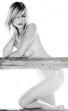 Kyra Sedgwick naked black-&-white photo