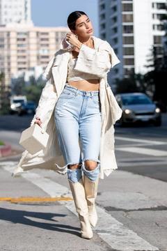Nicole Williams ripped jeans and crop top out in LA
