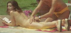 Claudia Koll sunbathing nude getting ass massage