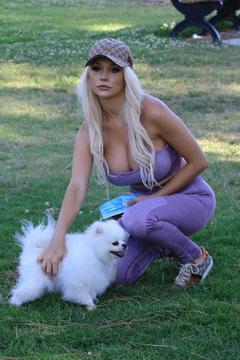 Courtney Stodden walks her dog in Moorpark in Studio City