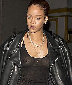 Singer Rihanna nude tits under see through top