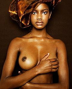 Black Ebonee Davis topless cover her nude boob