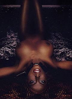 Black model Ainett Stephens naked calendar scan