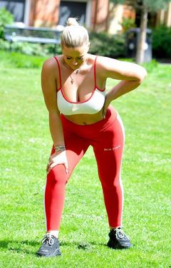 Apollonia Llewellyn working out in a park in Manchester