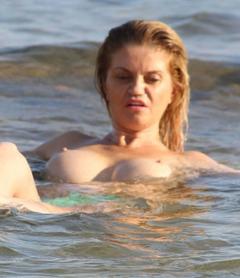 Danniella Westbrook topless in a water paparazzi photo