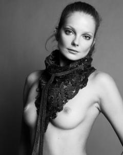 Eniko Mihalik nude tits black-&-white image
