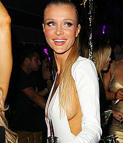 Joanna Krupa side of boob at Romain Zago's Birthday bash