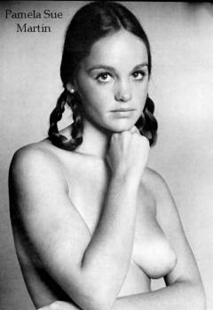 Pamela Sue Martin topless black-&-white image