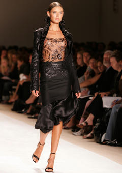 Bianca Klamt runway in see through blouse