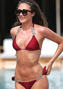 Megan McKenna in red bikini in Miami