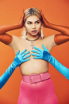 Hayley Kiyoko topless but covere