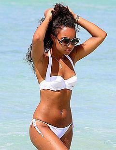 Leigh-Anne Pinnock in white bikini in Barbados