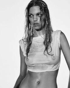 Daphne Groeneveld in wet see through top by Hannah Khymych