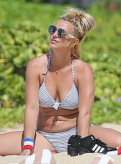 Britney Spears in bikini on a beach