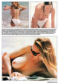Uma Thurman at beach topless