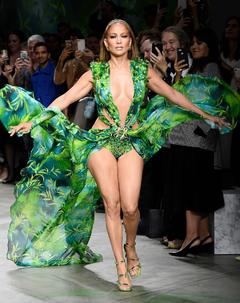 Jennifer Lopez sexy walks the runway at the Versace Show during the Milan Fashion Week Spring/Summer 2020