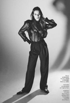 Myrthe Bolt braless in see through blouse for Elle Magazine France - May 2020