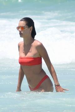 Alessandra Ambrosio in red bikini