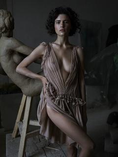 Iana Godnia in see through dress