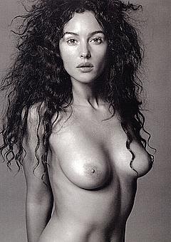 Monica Bellucci nude boobs black-&-white scan