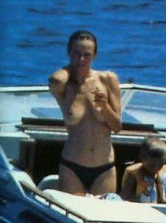 Emma Suarez topless on a boat