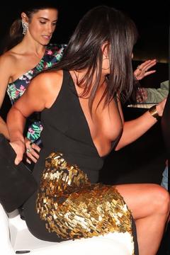 Lea Michele nipple slip in a car paparazzi photo