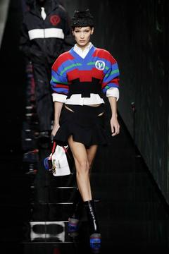 Bella Hadid runway at Versace Fashion Show in Milan
