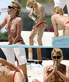 Sharon Stone topless paparazzi collage
