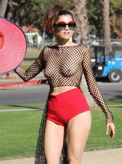 Blanca Blanco nude tits under fishnet top