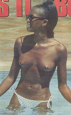 Black Naomi Campbell caught topless