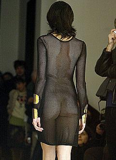 Nicole Trunfio nude under see through dress runway image