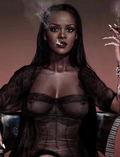 Rihanna smoking in see through lingerie