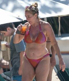 Claire Sweeney in bikini at the beach in Barbados - January 2025