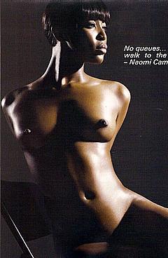 Black Naomi Campbell posing fully nude