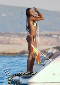 Naomi Campbell in bikini on a boat in Formentera - August 2025