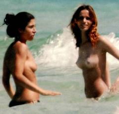Gaia Bermani Amaral topless on a beach paparazzi photo