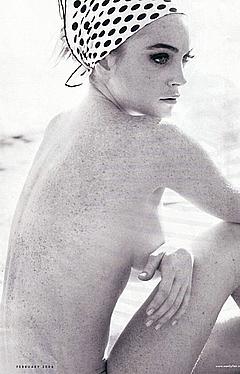 Lindsay Lohan naked black-&-white scan