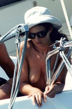 Monica Bellucci topless on a yacht paparazzi photo