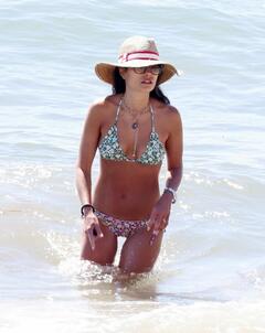 Jordana Brewster in bikini on the beach in Santa Barbara